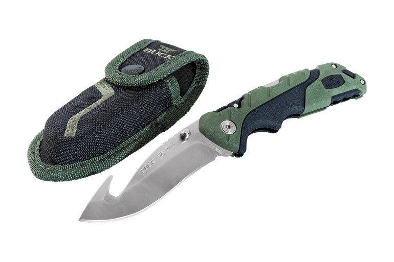 Buck Pursuit Guthook Folding Knife, 420HC Steel, GFN Green, BU0660GRG - Click Image to Close