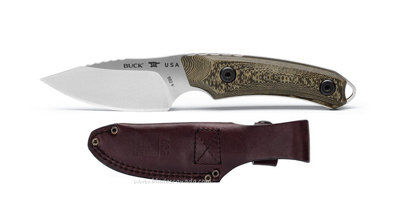 Buck Alpha Scout Pro Fixed Blade Knife, S35VN, Richlite Brown, Leather Sheath, BU0662BRS