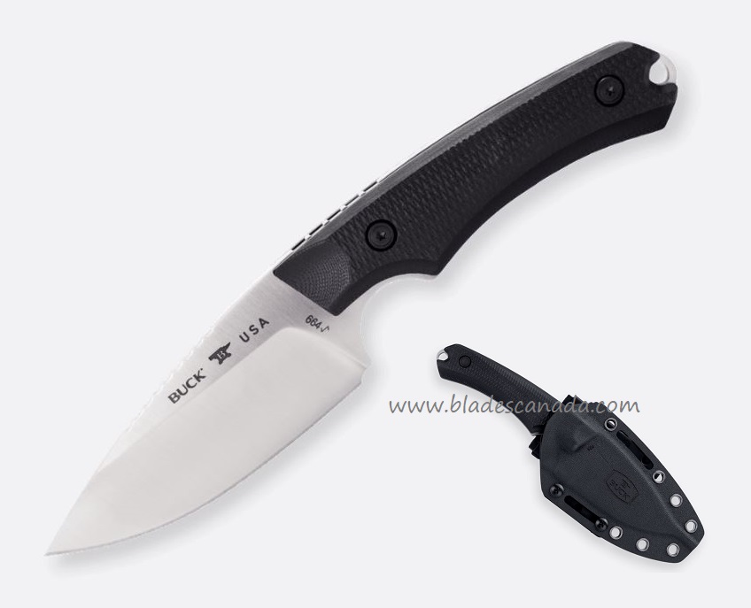 Buck Alpha Hunter Elite Fixed Blade Knife, MagnaCut, Black G10, Kydex Sheath, 0664BKS