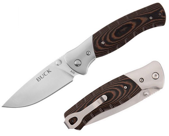 Buck Selkirk Small Folding Knife, 420HC Steel, Micarta Brown, 0835BRS