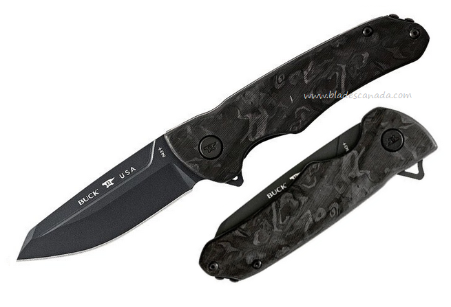 Buck Sprint Ops Flipper Folding Knife, S45VN Cerakote, Carbon Fiber, 0843CFS