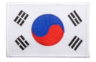 White Trim Korean Flag Iron On Patch