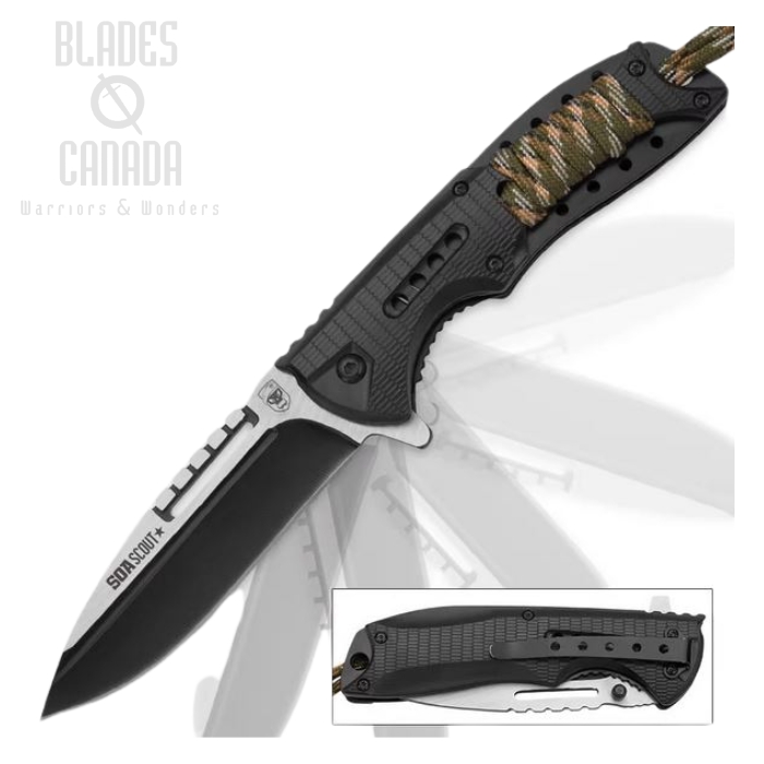 SOA Scout Flipper Folding Knife, Assisted Opening, BK3496
