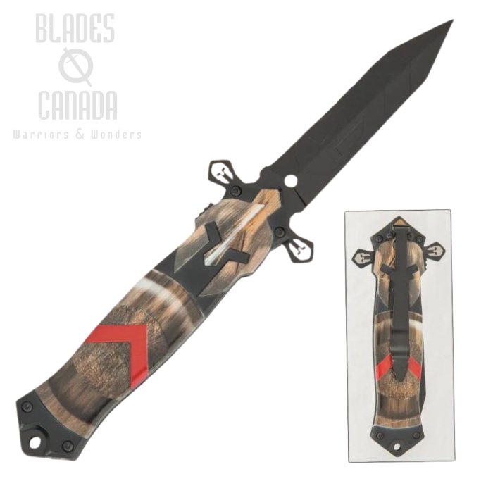 BudK Spartan Warrior Flipper Folding Knife, Assisted Opening, BK5492