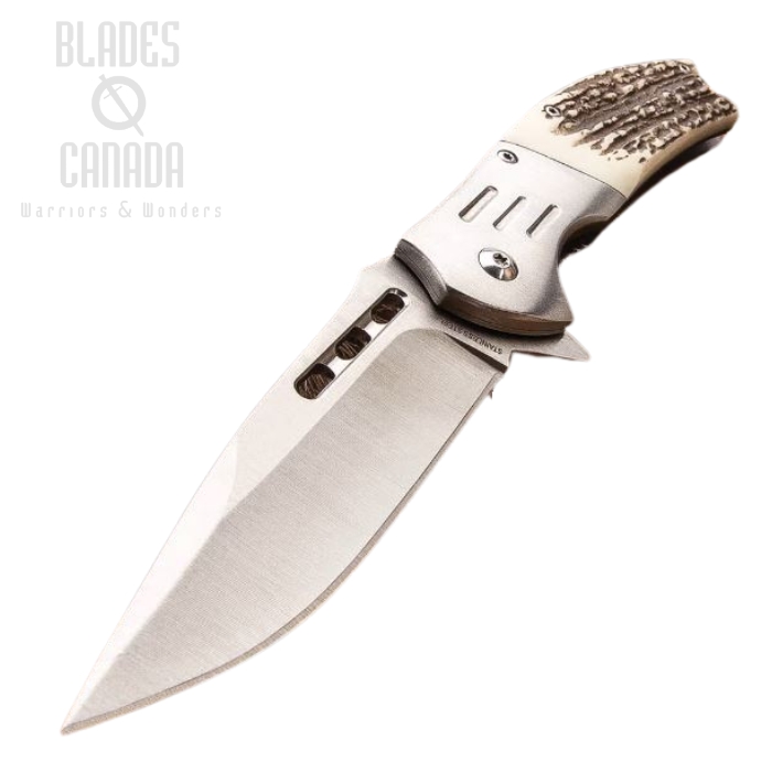 Ridge Runner Faux Stag Antler Flipper Folding Knife, Assisted Opening, RR827