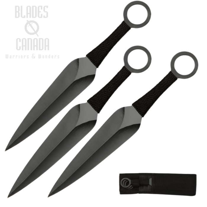 Triple Threat Kunai Throwing Knife Set, Nylon Sheath, BK1879
