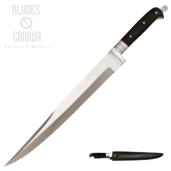Arabian Khyber Bowie Fixed Blade Knife, 18.75" Overal, Leather Sheath, BK1984