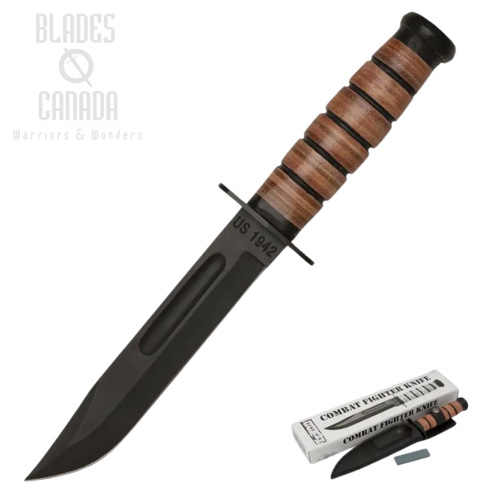 U.S. Marine 1942 Fixed Blade Combat Knife, Faux Leather Sheath, BK2216