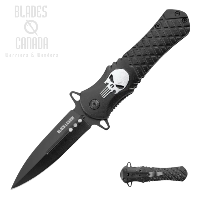 Black Legion Punisher Flipper Folding Knife, Assisted Opening, BV415