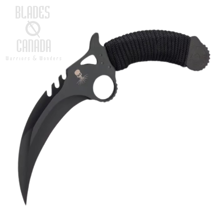 Black Kraken Steam Talon Karambit Fixed Blade Knife, Nylon Sheath, BK4273B