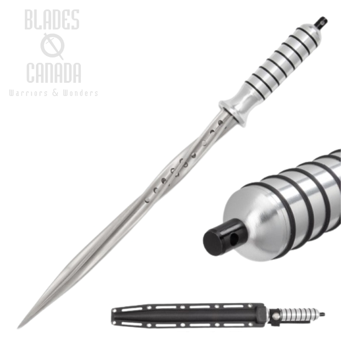 Grey Ti Spiral Dagger Fixed Blade Knife, Hollow Handle, BK4490