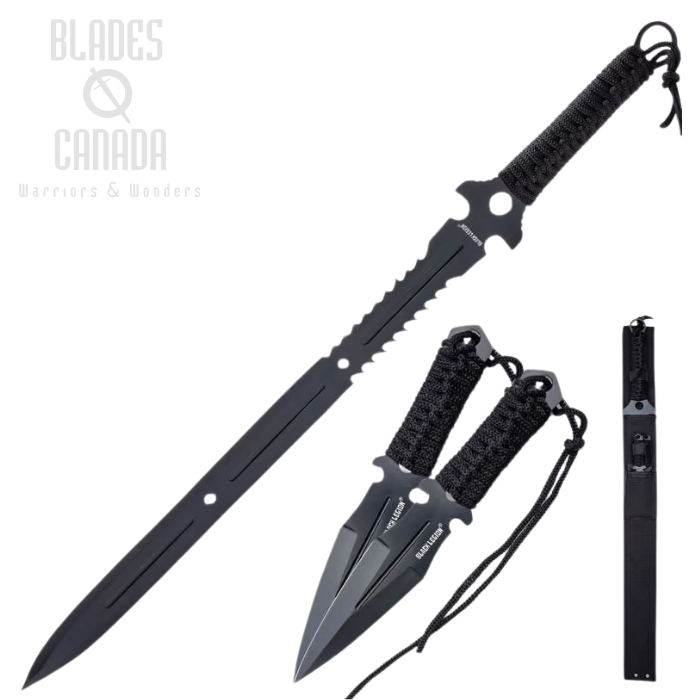 UC Black Legion Fantasy Ninja Sword and Kunai Set, Nylon Shoulder Sheath, BK5548