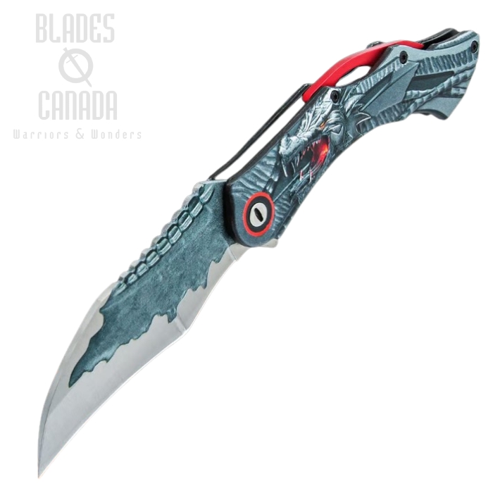 Red Ridgback Dragon Flipper Folding Knife, Assisted Opening, BK6134