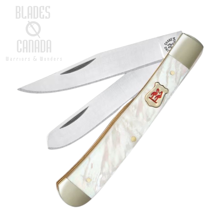 Kissing Crane Genuine Pearl Trapper Folding Knife, KC5492