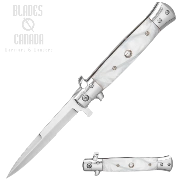 Krieger White Stiletto Style Folding Knife, Assisted Opening, KG222