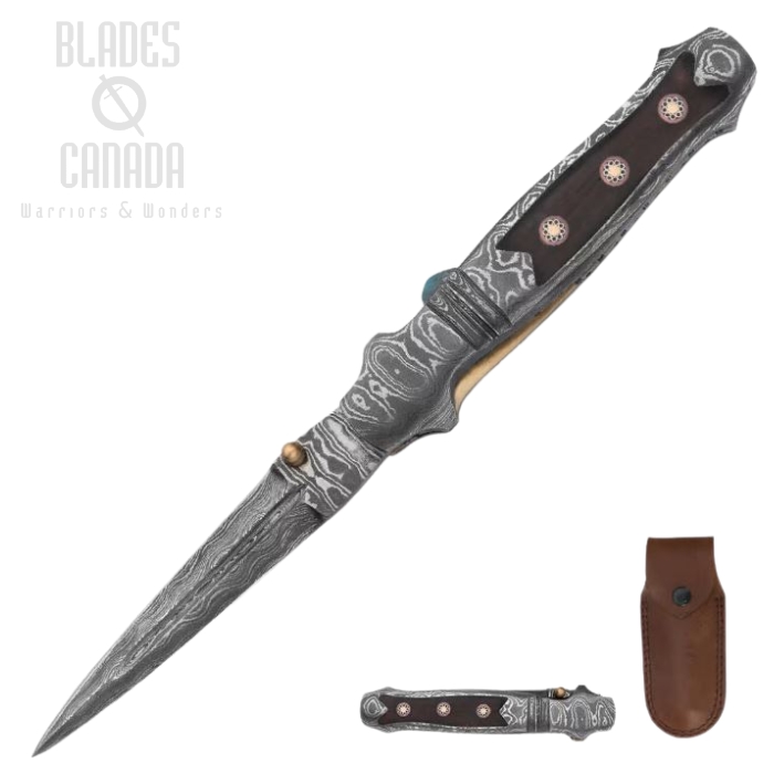 Timber Wolf Mosaic Folding Knife, Damascus, TW375