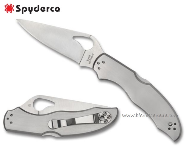 Byrd Harrier 2 Folding Knife, Stainless Handle, by Spyderco, BY01P2 - Click Image to Close
