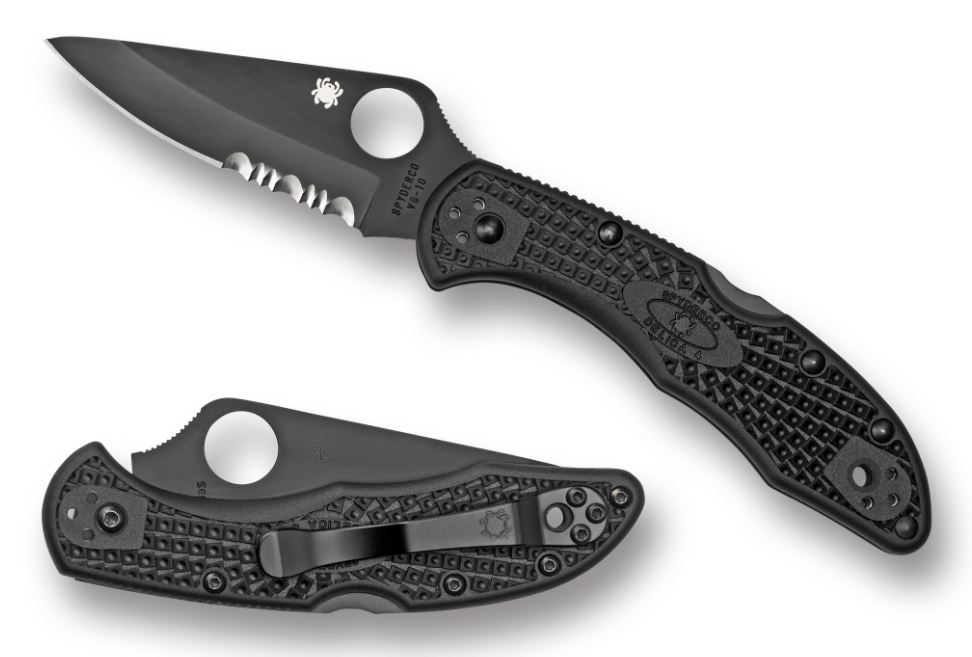 Spyderco Delica 4 Folding Knife, VG10 Combo Edge, FRN Black, C11PSBBK