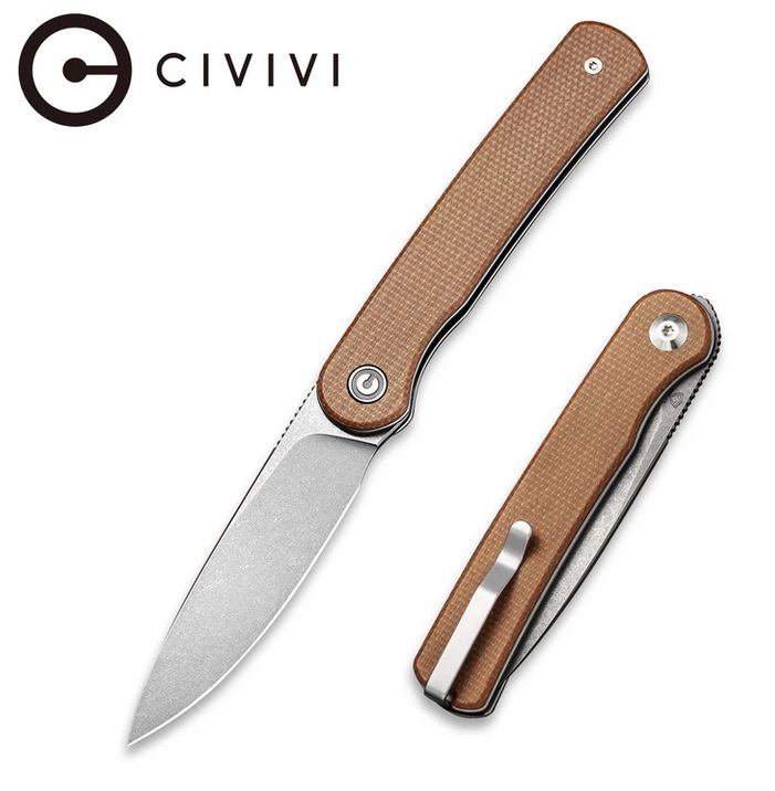 CIVIVI Stylum Slipjoint Flipper Folding Knife, Micarta Brown, C20010B-A