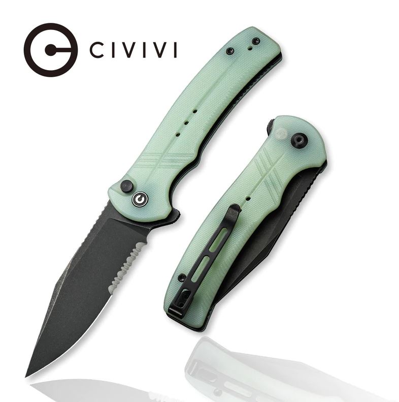 CIVIVI Cogent Flipper Folding Knife, 14C28N Black SW, G10 Jade, 20038E-3