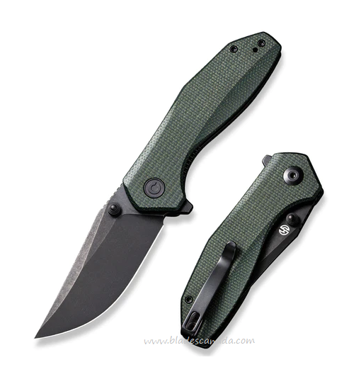 CIVIVI ODD 22 Flipper Folding Knife, 14C28N Black SW, Micarta Green, C21032-2