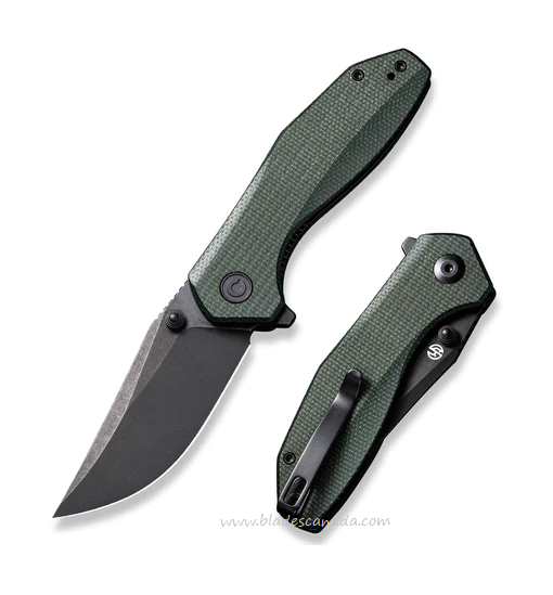 CIVIVI ODD 22 Flipper Folding Knife, 14C28N Black SW, Micarta Green, 21032-2