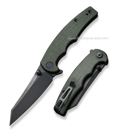 CIVIVI P87 Flipper Folding Knife, Nitro-V Black SW, Micarta Green, 21043-3