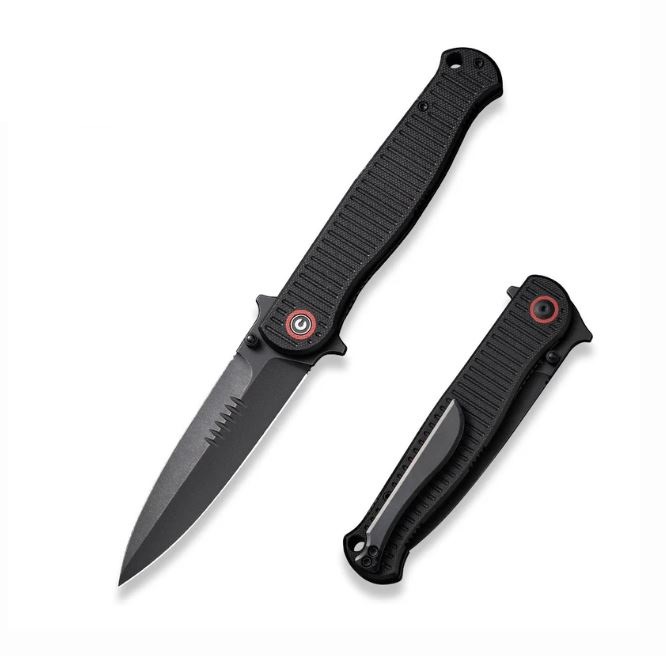 CIVIVI RS71 Flipper Folding Knife, Black Nitro-V, Black G-10, C23025-2