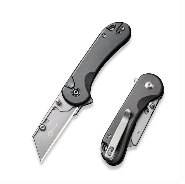 CIVIVI Elementum Utility Folding Knife, Replaceable Blades, Grey Aluminum, C23039B-4