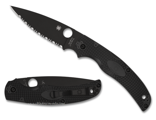 Spyderco Native Chief Lightweight Folding Knife, CTS BD1N Black Serrated, FRN Black, C244SBBK