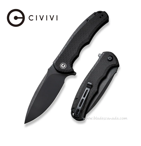 CIVIVI Praxis Flipper Folding Knife, Black Blade, Micarta Black, 803G