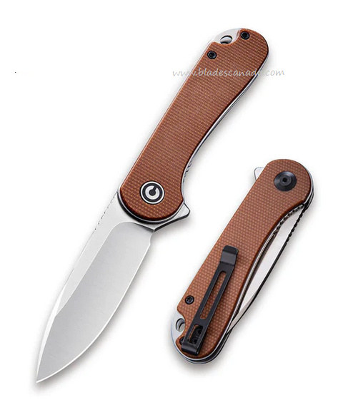 CIVIVI Elementum Flipper Folding Knife, D2, Micarta Brown, 907M - Click Image to Close