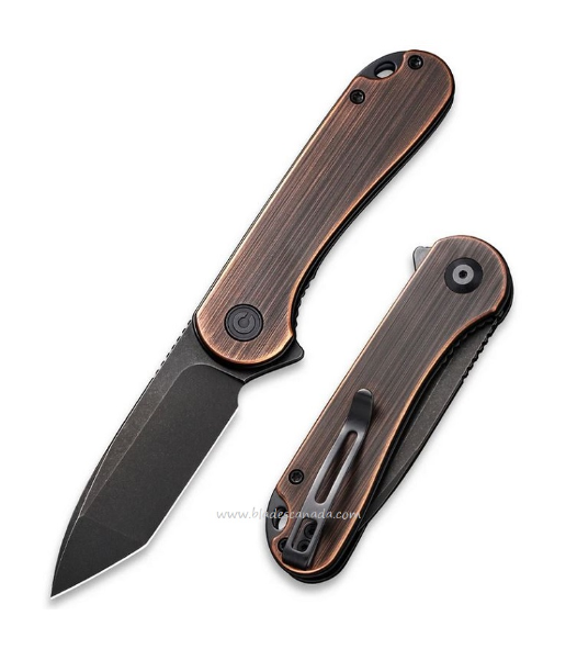 CIVIVI Elementum Flipper Folding Knife, D2 Tanto, Copper Handle, 907TB - Click Image to Close