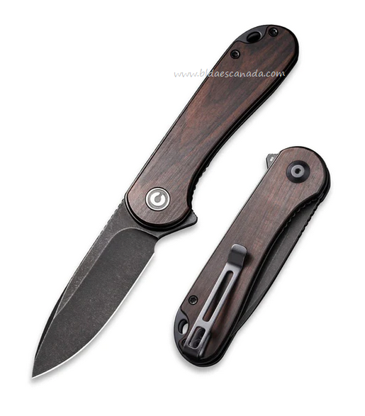 CIVIVI Elementum Flipper Folding Knife, D2 Steel, Ebony Wood, 907W - Click Image to Close