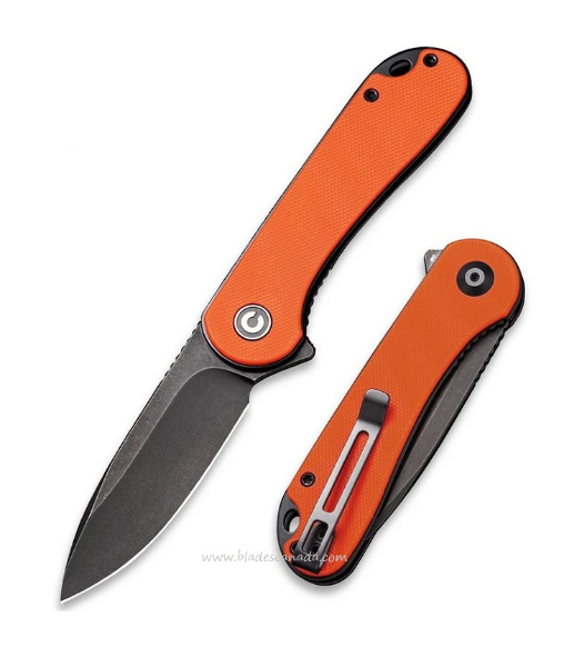 CIVIVI Elementum Flipper Folding Knife, D2 Steel Black, G10 Orange, C907Y