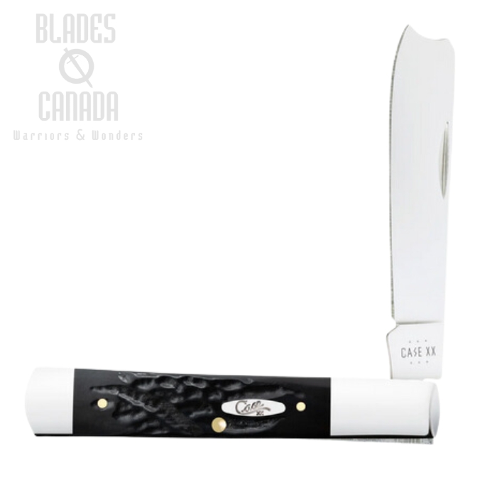 Case Razor Slipjoint Folding Knife, Stainless, Jigged Synthetic Rough Black, 18239