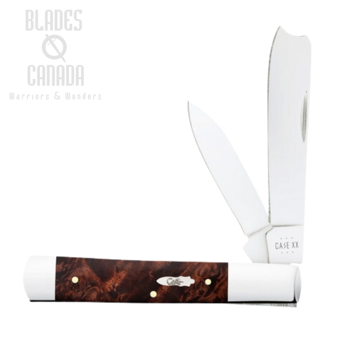 Case Razor Slipjoint Folding Knife, Stainless, Smooth Maple Burl Wood Brown, 64058