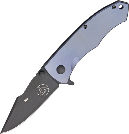 Combative Edge X9 Flipper Folder, S30V, Titanium Framelock - Blue