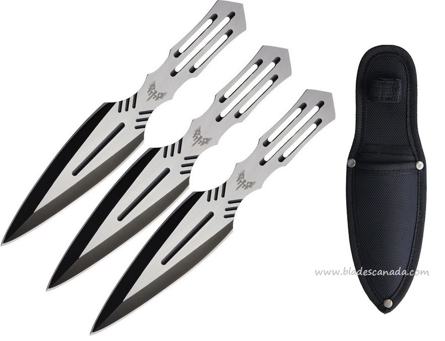 Combat Ready Throwing Knife Triple Set, Nylon Sheath, CBR114 - Click Image to Close