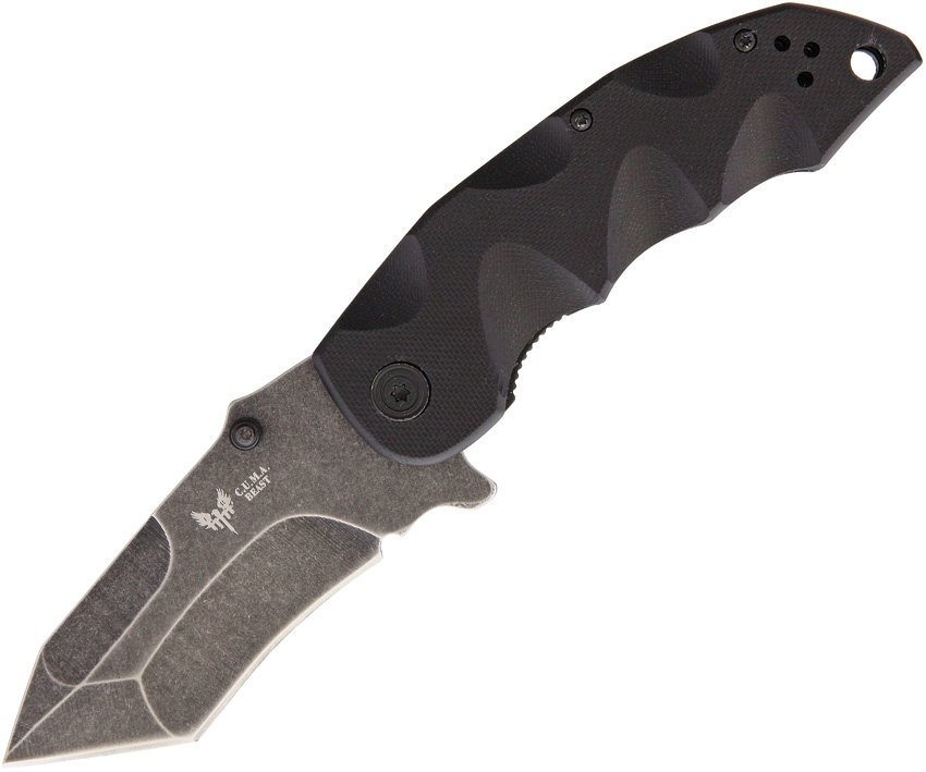 Combat Ready Cuma Beast Folding Knife, AUS 8 Tanto, G10 Black, CBR341