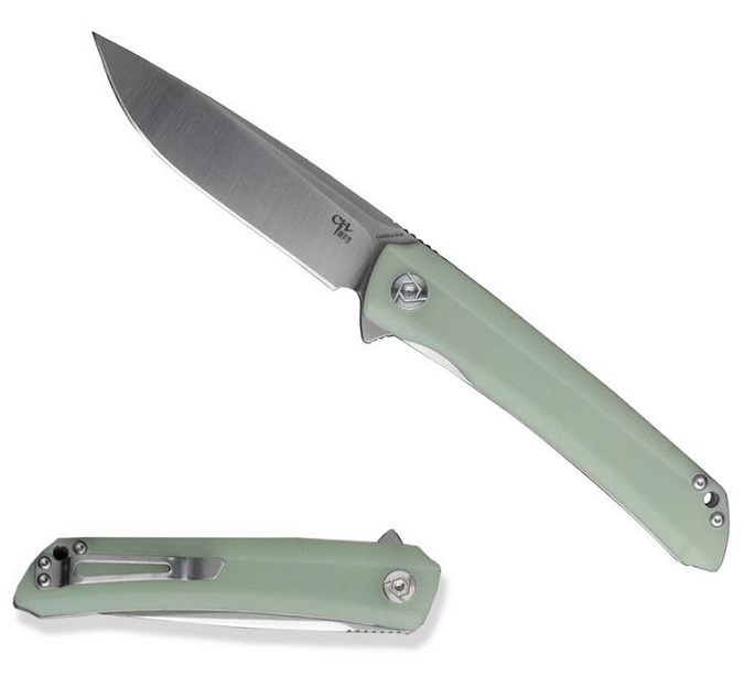 CH Knives 3002CR Gentle Lightweight Flipper Folding Knife, D2, G10 Green