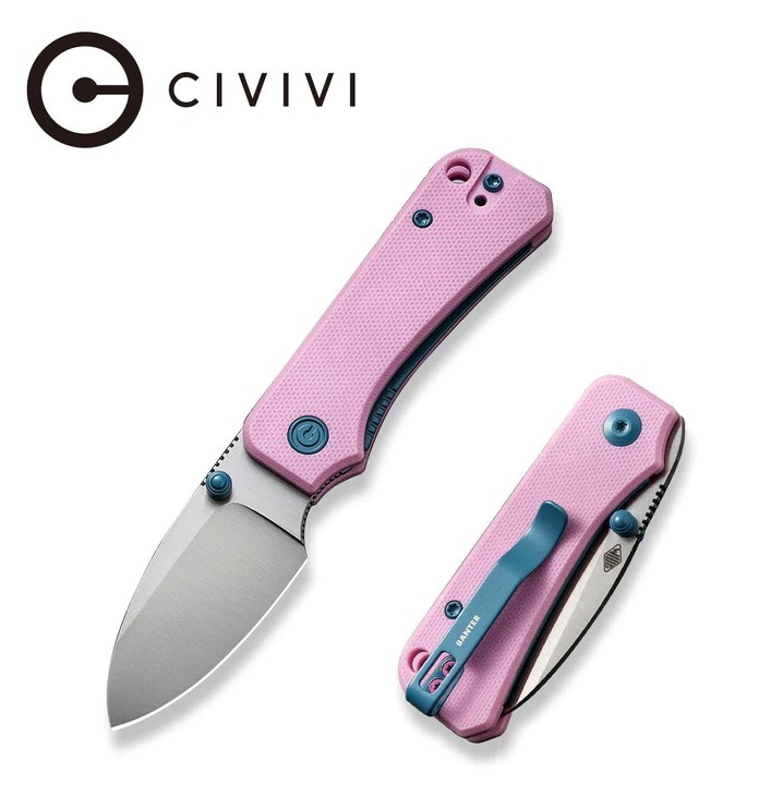 CIVIVI Baby Banter Folding Knife, Nitro-V, G10 Powder Pink, 19068S-10