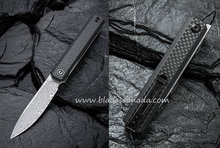 CIVIVI Exarch Flipper Folding Knife, Damascus, G10/Carbon Fiber Overlay, 2003DS-1
