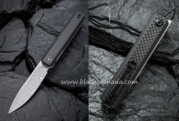 CIVIVI Exarch Flipper Folding Knife, Damascus, G10/Carbon Fiber Overlay, 2003DS-1 - Click Image to Close