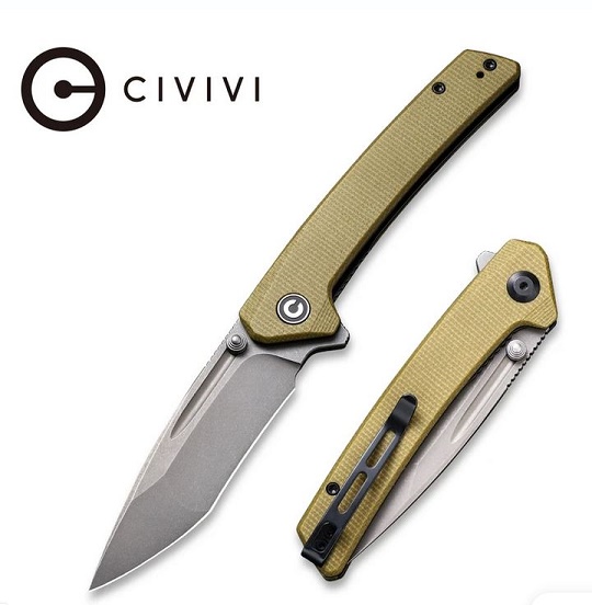 CIVIVI Keen Nadder Flipper Folding Knife, Micarta Olive, 2021C - Click Image to Close