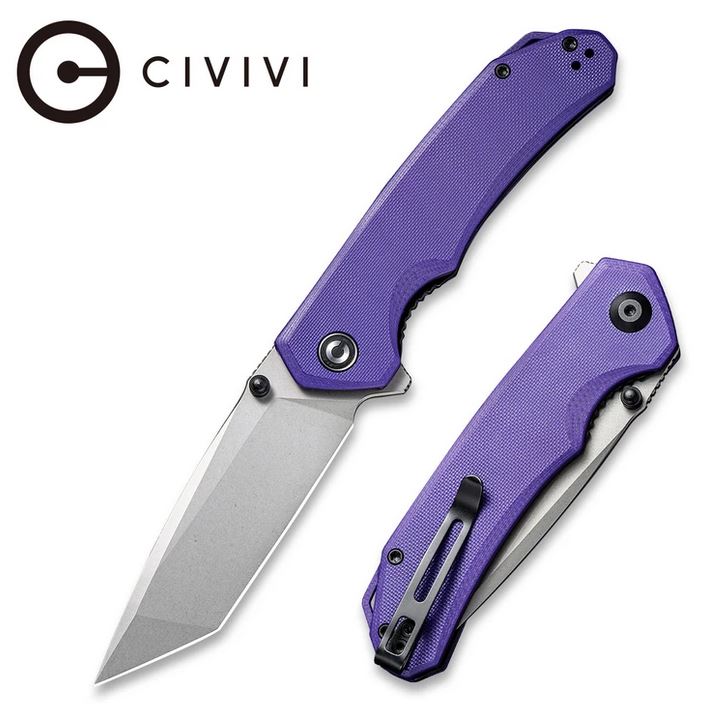 CIVIVI Brazen Flipper Folding Knife, D2, FRN Purple, 2023A