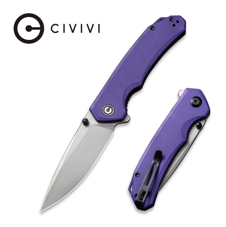 CIVIVI Brazen Flipper Folding Knife, 14C28N, G10 Purple, 2102A
