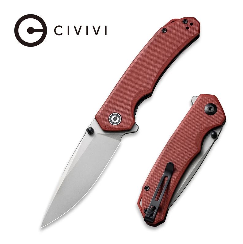 CIVIVI Brazen Flipper Folding Knife, 14C28N, G10 Burgundy, 2102B