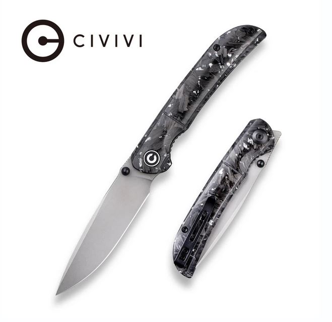 CIVIVI Imperium Flipper Folding Knife, Nitro-V, Silver Shreded Carbon Fiber, 2106B