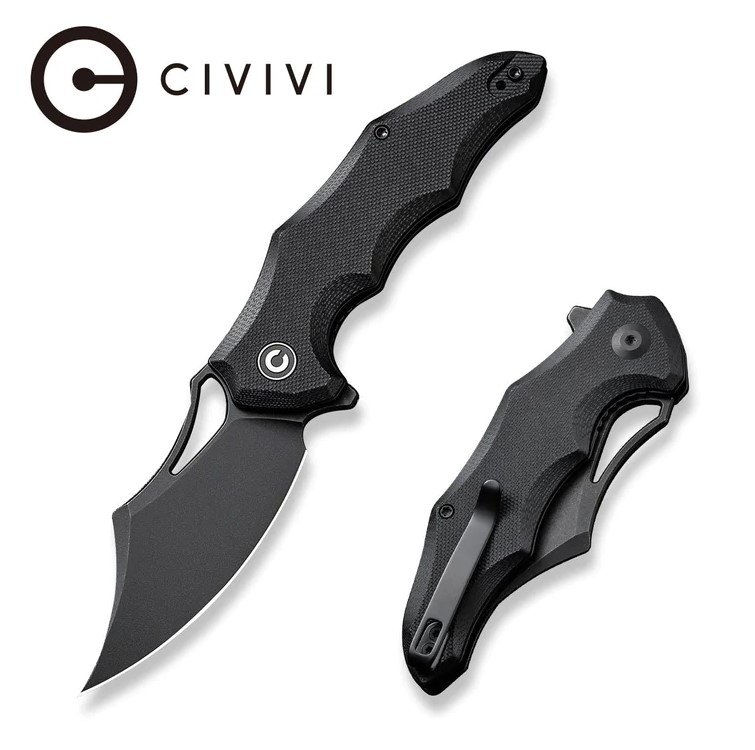 CIVIVI Chiro Flipper Folding Knife, 14C28N Black, G10 Black, C23046-1